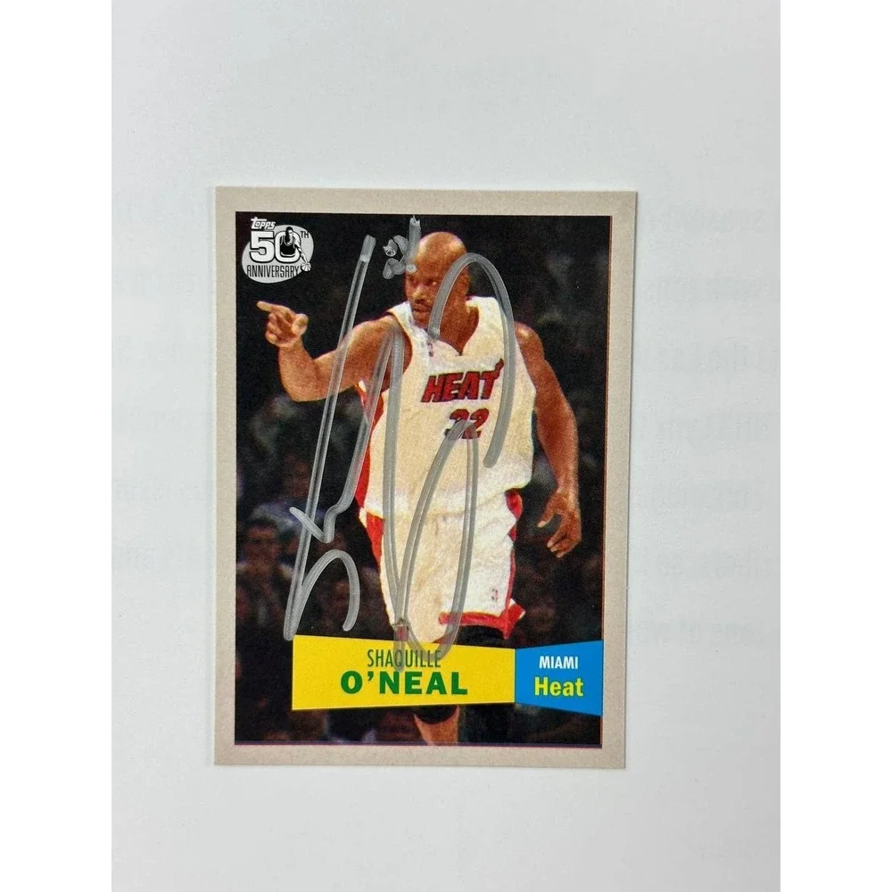 Shaquille O'Neal Hand Signed 2007-08 Topps 50th Anniversary #32 Miami Heat